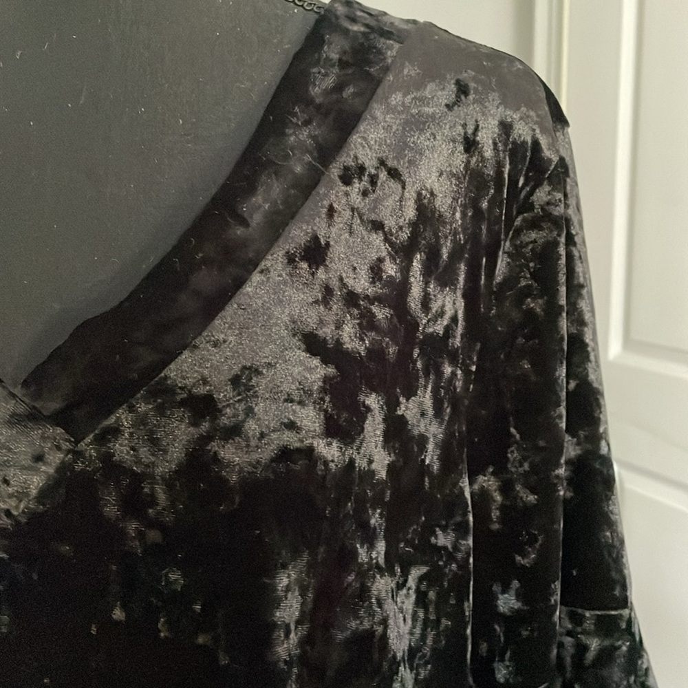 Como Blu Top Women Size XL Black Velvet Dressy Edgy Goth Bohemian - Picture 2 of 14